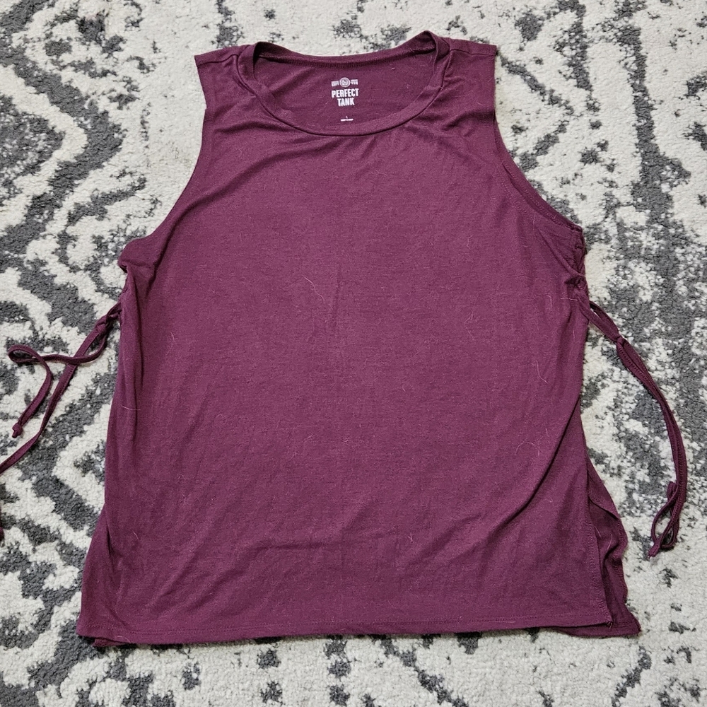 SO brand wine colored tank top with side ties